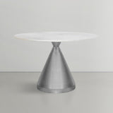 Emery Contemporary Dining Table with Genuine Marble Top and Stainless Steel Base for Modern Homes
