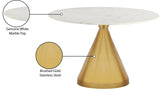 Emery Contemporary Dining Table with Genuine Marble Top and Stainless Steel Base for Modern Homes