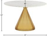 Emery Contemporary Dining Table with Genuine Marble Top and Stainless Steel Base for Modern Homes