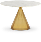 Emery Contemporary Dining Table with Genuine Marble Top and Stainless Steel Base for Modern Homes