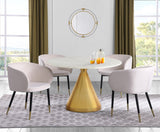 Emery Contemporary Dining Table with Genuine Marble Top and Stainless Steel Base for Modern Homes