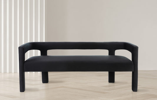 Athena Velvet Contemporary Bench - Luxurious Seating Solution for Modern Living Spaces, 66.5" Wide
