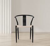 Beck Mid Century Dining Chair Set - Stylish Rope Fabric Seating with Sleek Metal Legs for Modern Homes