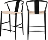 Beck Mid Century Modern Stool Set - Stylish Textured Seats with Sleek Black Metal Legs for Any Room