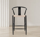 Beck Mid Century Modern Stool Set - Stylish Textured Seats with Sleek Black Metal Legs for Any Room