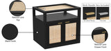 Cambria Mid Century Nightstand with Natural Cane Top, Stylish Design and Versatile Brass Handles