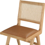 Abby Dining Side Chair Set of 2 - Stylish Mid-Century Design with Natural Wood and Cane Backrest