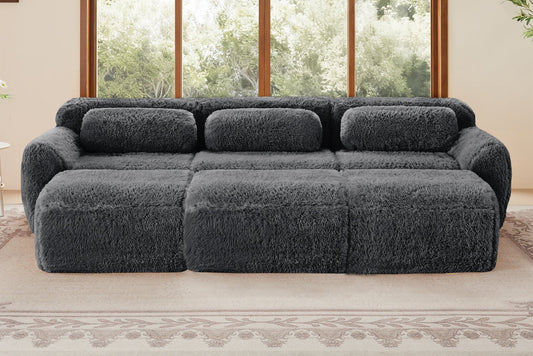 MELLOW 114" 3-Seater Sofa with 3 Ottomans