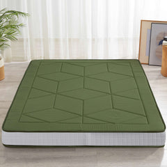 MAXYOYO 6" Extra Thick Floor Futon Mattress, Geometric Diamond Quilted Bed Mattress Topper