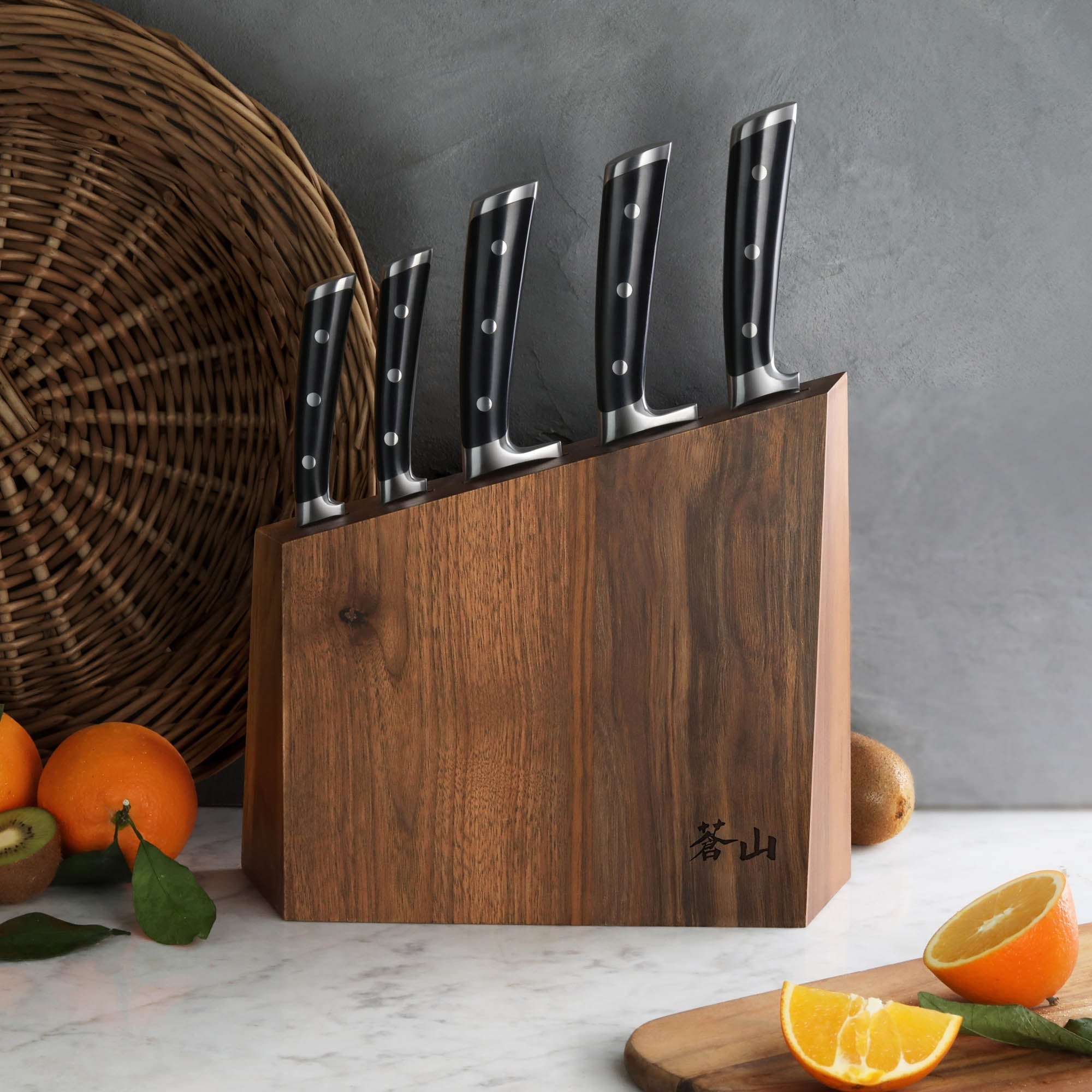 TS Series 6-Piece Knife Block Set, Forged Swedish 14C28N Steel, Walnut Block, 1024876