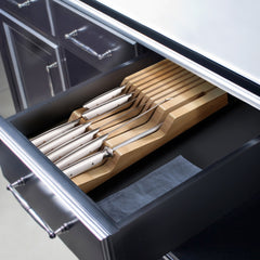 HELENA Series 8-Piece In-Drawer BBQ Knife Set, Forged German Steel, Bamboo Tray