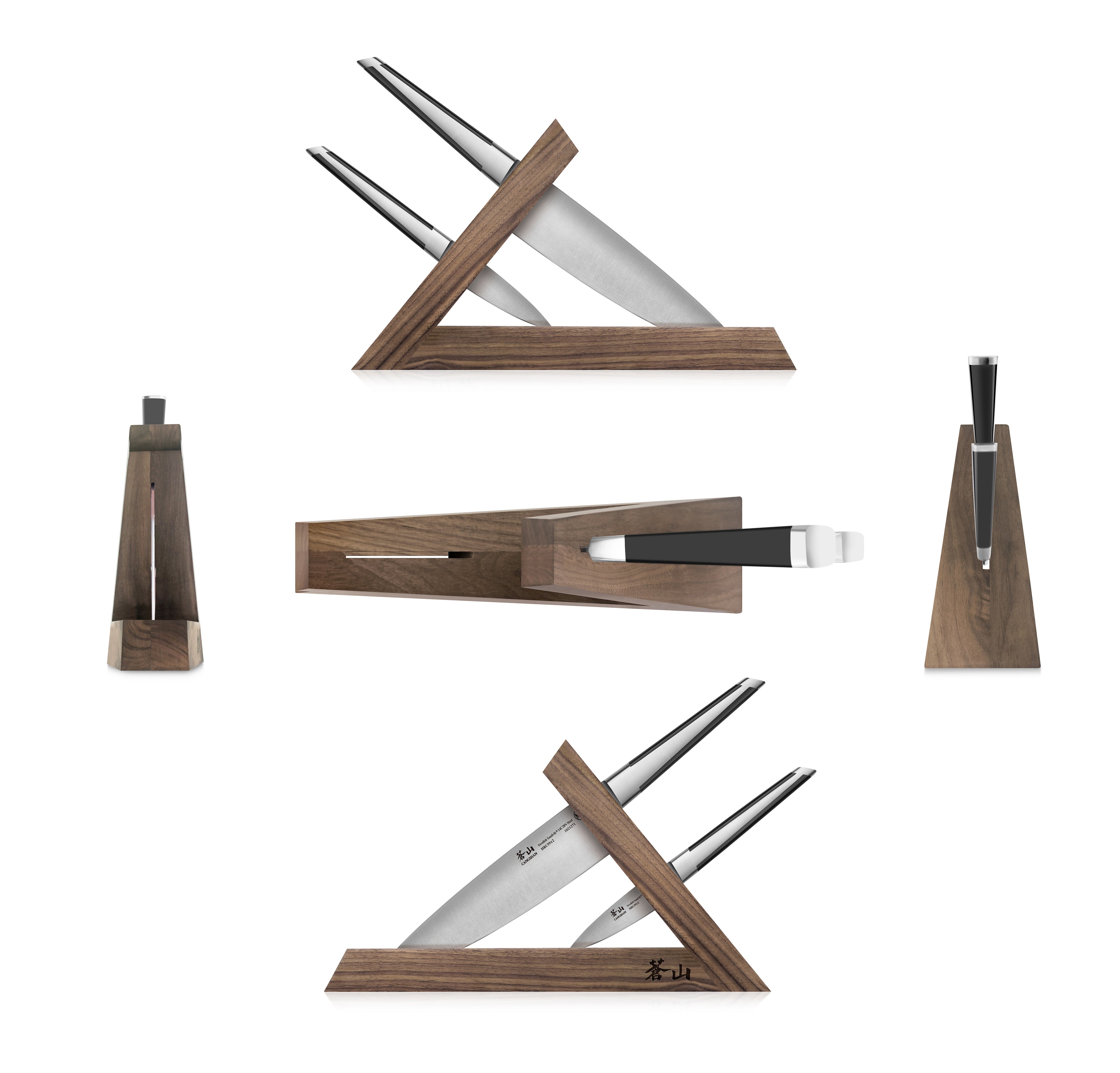 TX Series 3-Piece TAI Knife Block Set, Swedish 14C28N Steel, Walnut Block, 1021295