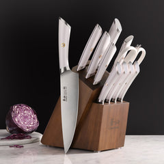 ELBERT Series 12-Piece Knife Block Set, Forged German Steel, Acacia Block