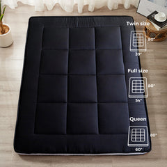 MAXYOYO Padded Japanese Floor Mattress, Black Foldable Roll Up Futon Mattress