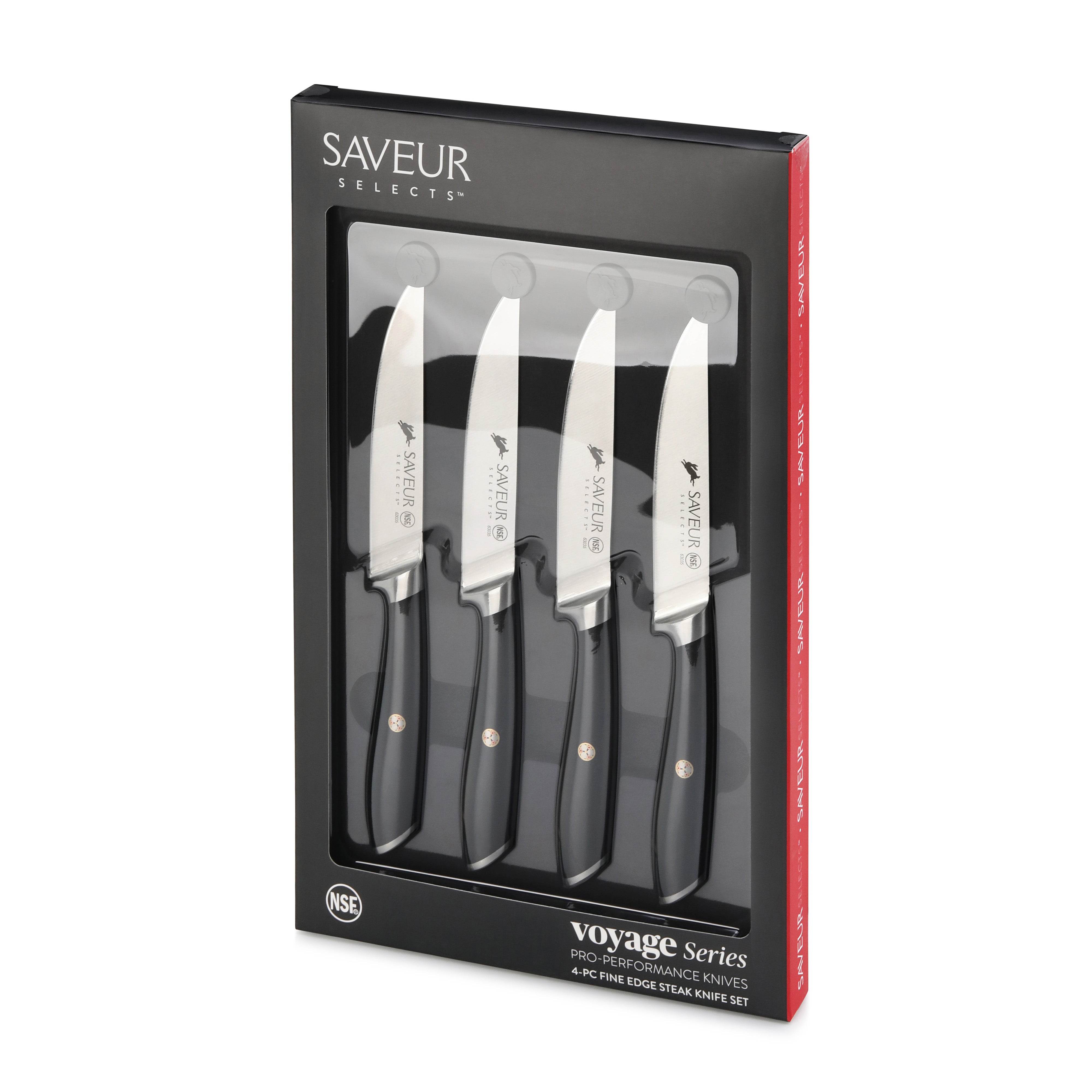 Saveur Selects 4-Piece Fine Edge Steak Knife Set, Forged German Steel, 1026269