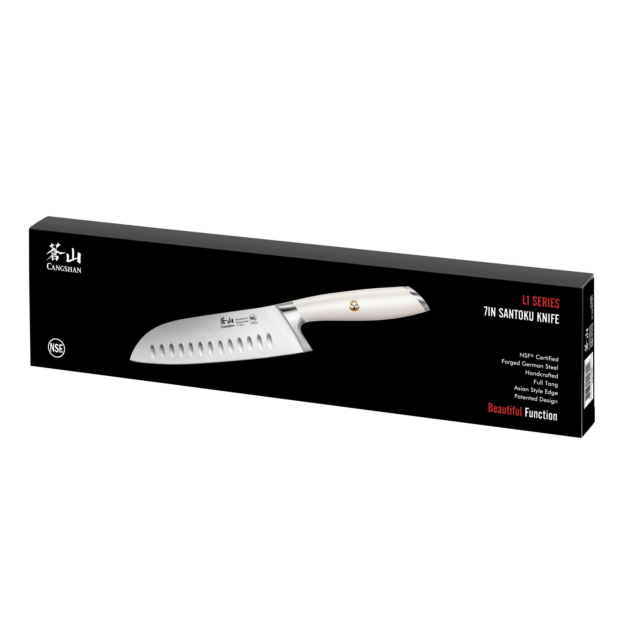 L1 Series 7-Inch Santoku Knife, White, Forged German Steel, 1026900