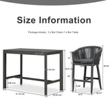 PURPLE LEAF Counter Stools Bar Stools Rattan Bar Stools Wicker Bar Chairs Woven Aluminum Barstools with Back and Cushions