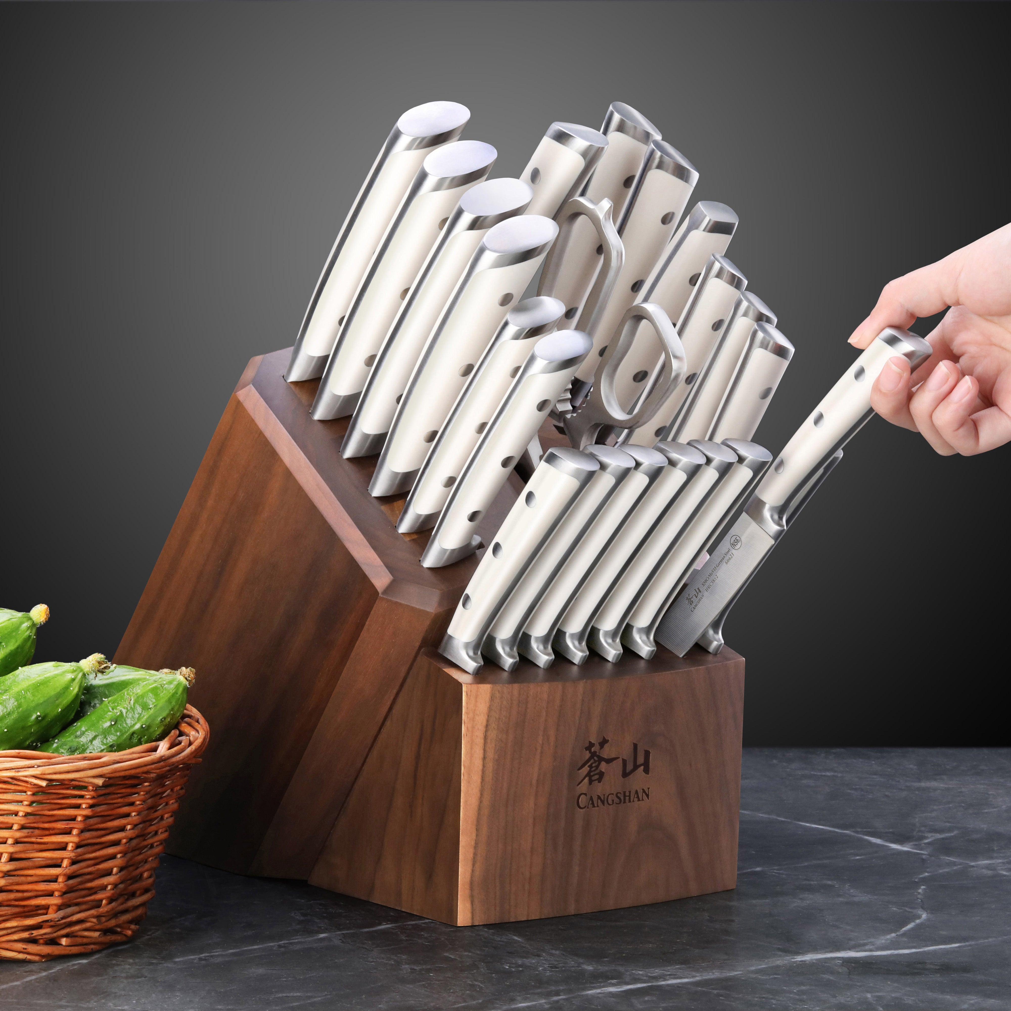 S1 Series 23-Piece Knife Block Set, Forged German Steel, Walnut Block, 1026047