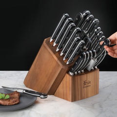 V2 Series 23-Piece Knife Block Set, Forged German Steel, Acacia Block, 1024128