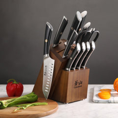 ELBERT Series 12-Piece Knife Block Set, Forged German Steel, Acacia Block