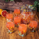 Hand Blown Mexican Drinking Glasses and Pitcher – Set of 6 (Confetti)