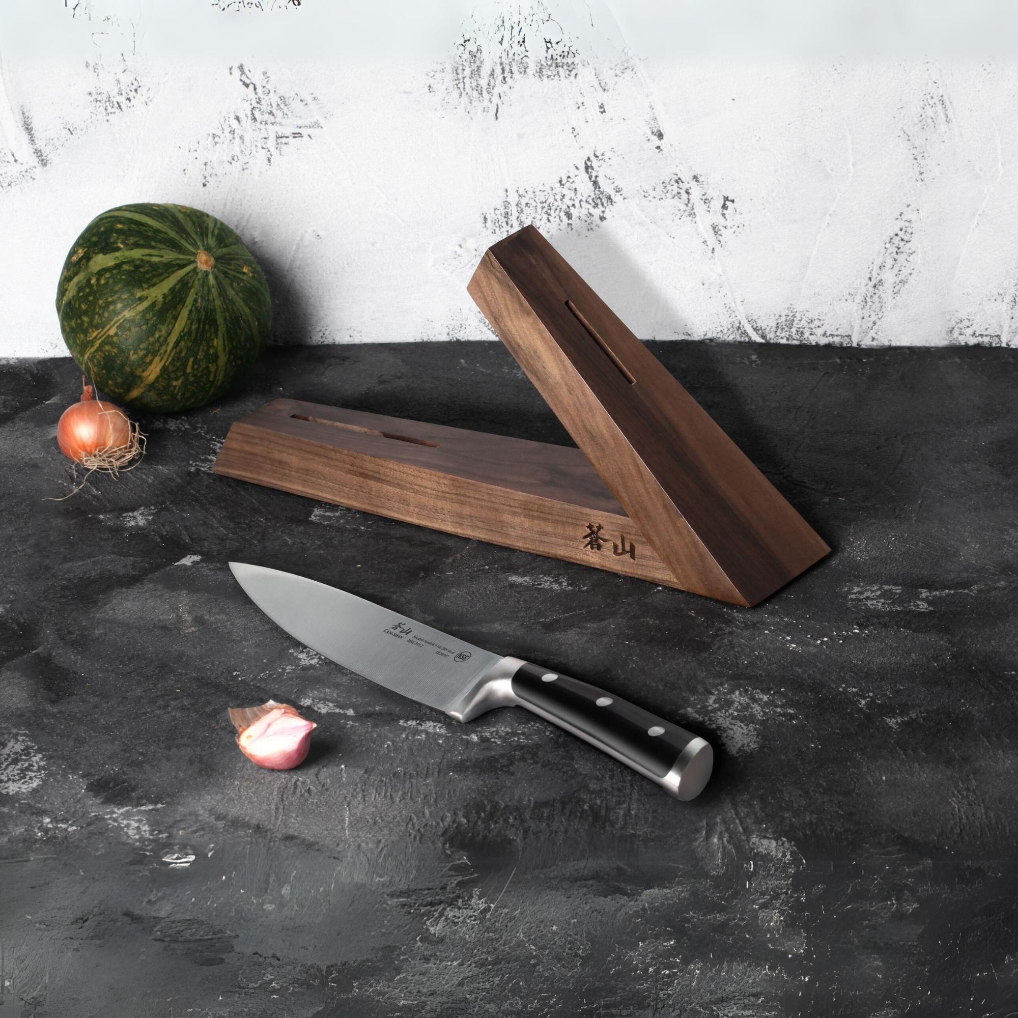 TAI Triangle Walnut Wood Knife Block