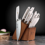 L & L1 Series 12-Piece Knife Block Set with 4 Steak Knives, Forged German Steel