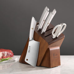 ELBERT Series Cleaver Knife Block Sets, Forged German Steel, Acacia Wood