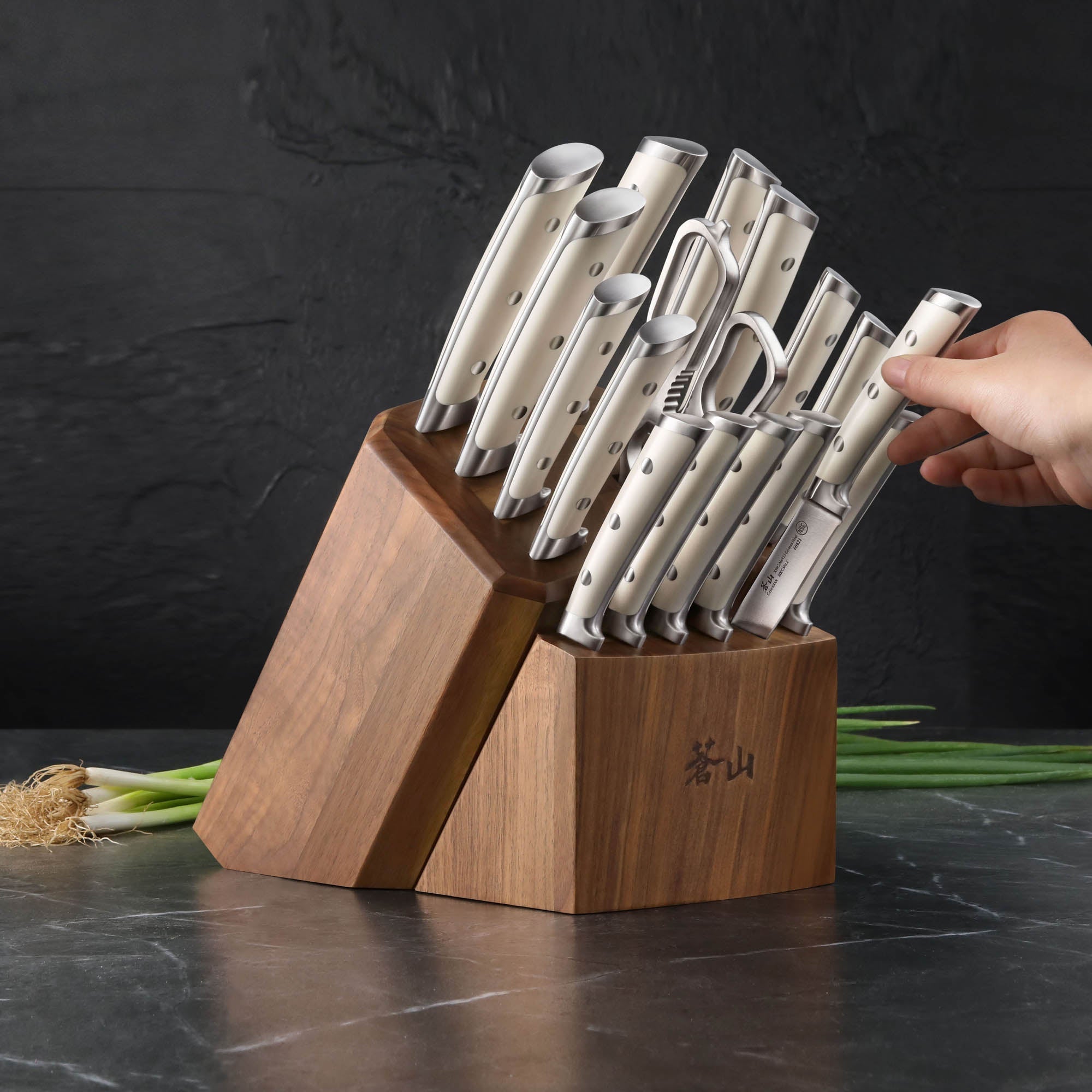 S1 Series 17-Piece Knife Block Set, Forged German Steel, Walnut Block, 1024777