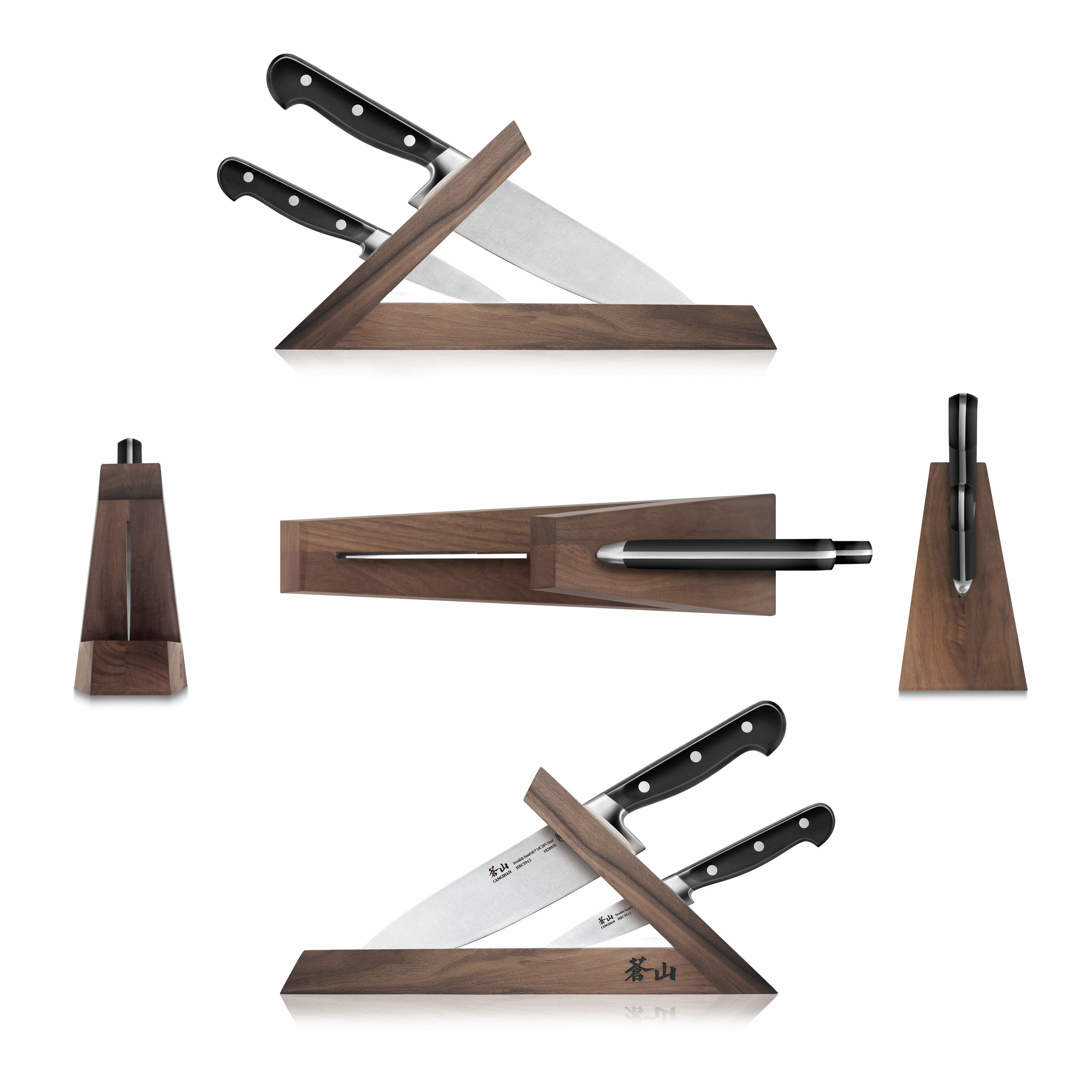 TV2 Series 3-Piece TAI Knife Block Set, Forged Swedish 14C28N Steel, Walnut Block, 1021585