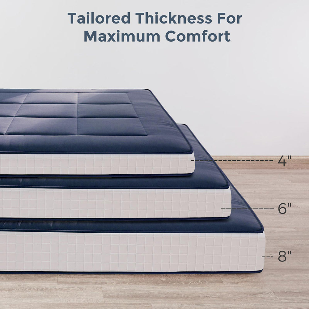 MAXYOYO 8" Futon Mattress, Super Thick Square Quilting Japanese Futon Bed, Navy