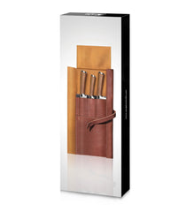 H1 Series 4 Piece Leather Roll Knife Set, Silver, 59939