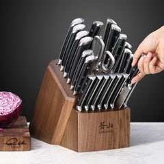 S Series 23-Piece Knife Block Set, Forged German Steel, Walnut Block, 1026054