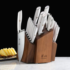 L1 Series 17-Piece SHAN Knife Block Set, White, Forged German Steel, 1026856