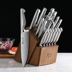 SANFORD Series 17-Piece Knife Block Set, Forged German Steel, Acacia Block, 1027051