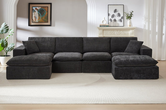 ZORVA 137" 4-Seater Sofa with 2 Ottomans