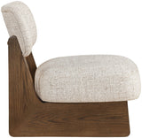 Vetra - Linen Textured Fabric Upholstered Accent Chair With Brown Base