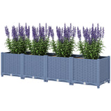 Outsunny Plastic Raised Garden Bed, 5 x 1 x 1 ft Outdoor Flower Box with Drainage Holes for Vegetables, Herbs, Blue