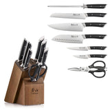 HELENA Series 8-Piece Knife Block Set, Forged German Steel, Acacia Block