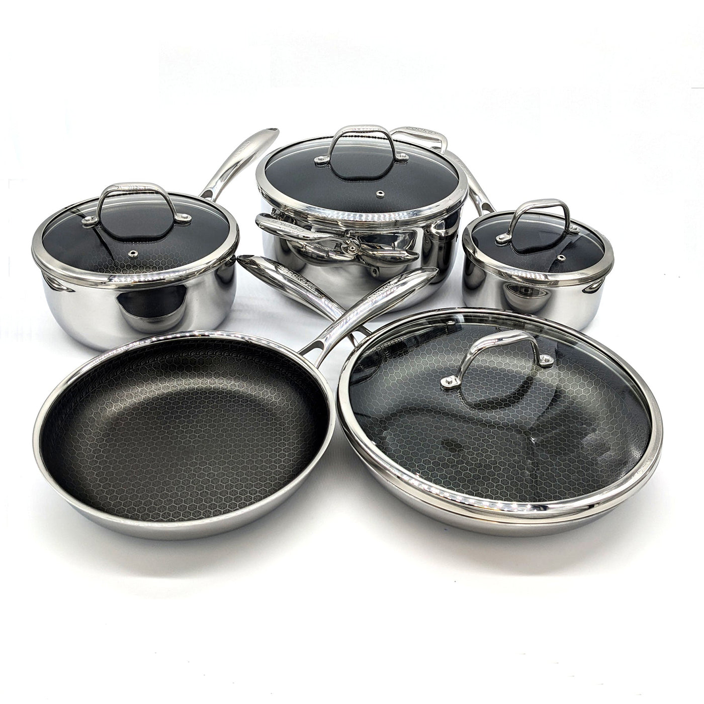 COOKSY 9 Piece Hexagon Surface Hybrid Stainless Steel Set