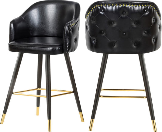 Barbosa Faux Leather Contemporary Counter/Bar Stool Set - Stylish Design with Gold Accents