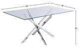 Xander Glass Dining Table with Chrome Base - Elegant Contemporary Design for Modern Homes!