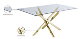 Xander Contemporary Dining Table with Elegant Tempered Glass Top and Stunning Metal Base Design
