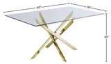Xander Contemporary Dining Table with Elegant Tempered Glass Top and Stunning Metal Base Design