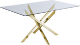 Xander Contemporary Dining Table with Elegant Tempered Glass Top and Stunning Metal Base Design