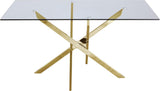 Xander Contemporary Dining Table with Elegant Tempered Glass Top and Stunning Metal Base Design