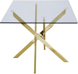 Xander Contemporary Dining Table with Elegant Tempered Glass Top and Stunning Metal Base Design
