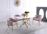 Xander Contemporary Dining Table with Elegant Tempered Glass Top and Stunning Metal Base Design