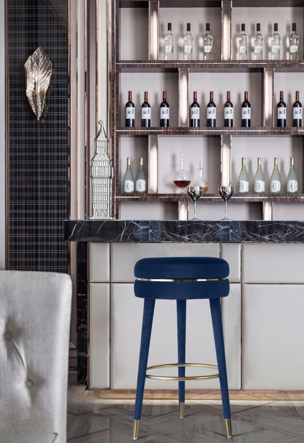 Coral Velvet Swivel Bar Stool