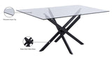 Xander Contemporary Dining Table with Elegant Tempered Glass Top and Stunning Metal Base Design